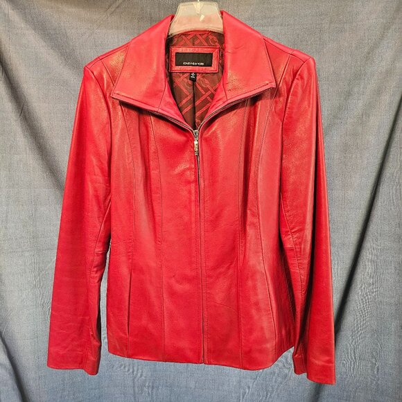 Jones New York stunning red leather coat. Size M - Picture 1 of 6